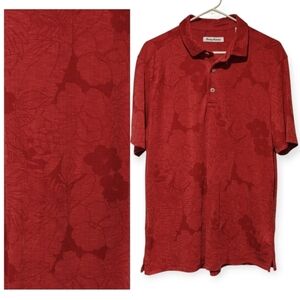 NWOT Tommy Bahama Hawaiian Shirt Large Bright Red Tropical Polo